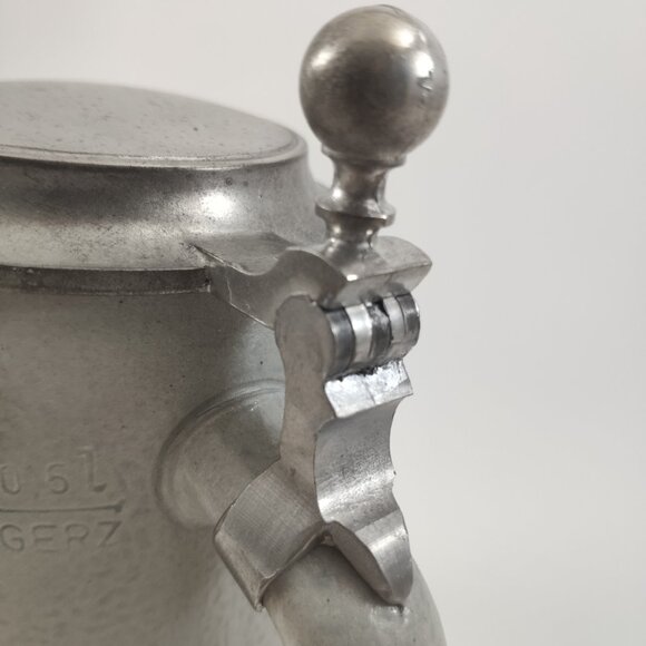 Gerz Salt Glaze Stein Relief Embossed Pottery with Pewter Lid Vtg W.Germany 6.5" - Picture 6 of 13